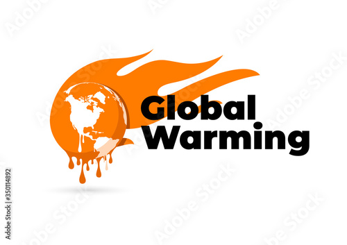 Global warming logo. Global warming, Earth globe melting.