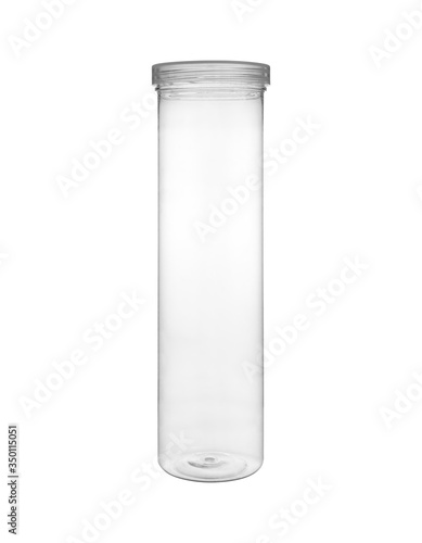 Empty transparent glass jar isolated on white