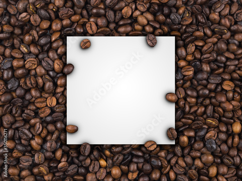 Empty frame of roasted coffee beans banner