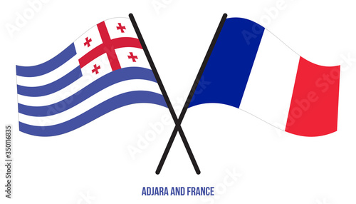 Adjara and France Flags Crossed And Waving Flat Style. Official Proportion. Correct Colors