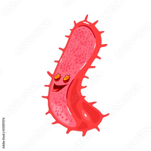 Mycobacterium tuberculosis is species of pathogenic bacteria, causative agent of tuberculosis. Tubercle bacillus. Medical research. Vector cartoon illustration of microbe, germ isolated on white.