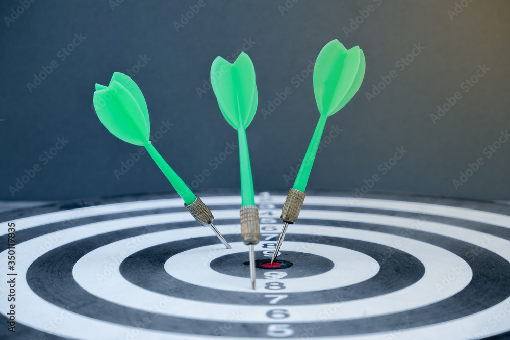 The arrow in the middle of the dartboard Demonstrate the concept of a successful business goal The arrow in the middle of the dartboard Demonstrate the concept of a successful business goal