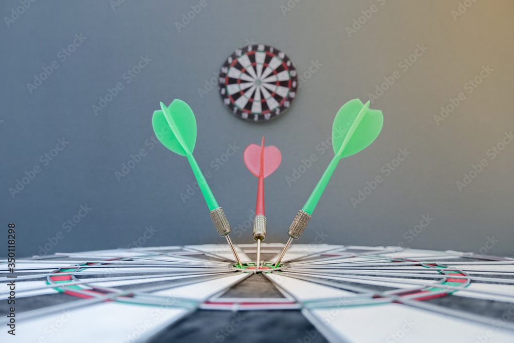 Fototapeta premium The arrow in the middle of the dartboard Demonstrate the concept of a successful business goal