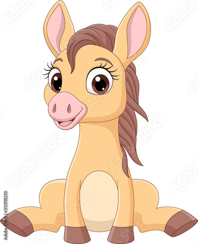 Cartoon funny baby horses sitting
