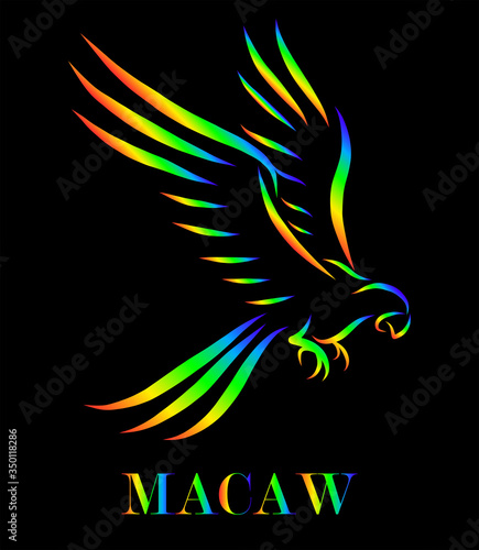 Macaw Parrot Logo Line Art Vector Illustration eps 10