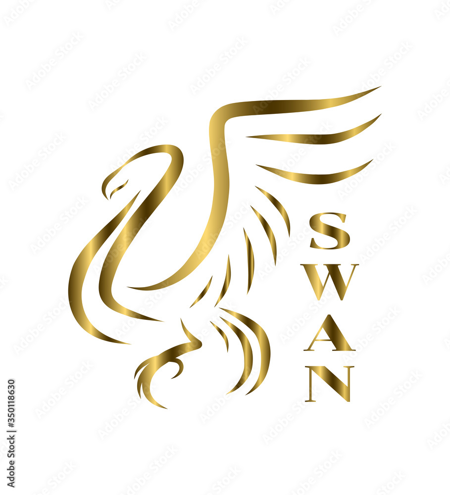 Swan line art eps 10