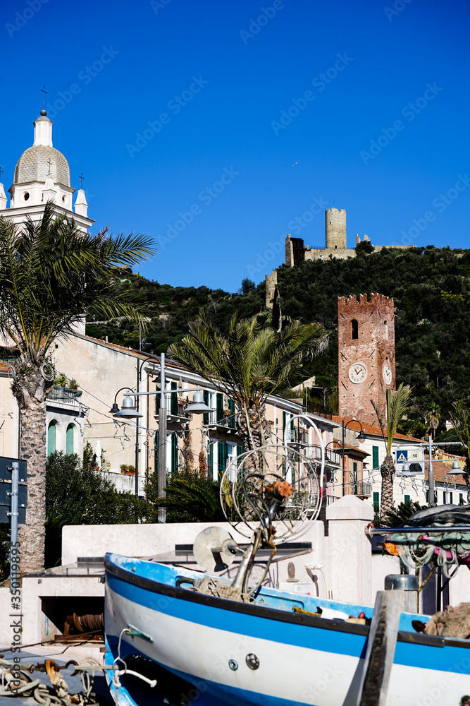 view of Noli, a small medieval town in Liguria, Italy