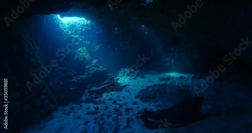 Wallpaper Mural cave diving underwater scuba divers exploring caves ocean scenery Torontodigital.ca