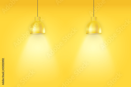 Yellow wall interior with vintage lamps