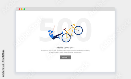 Modern flat design concept of man falls from the bicycle for website and mobile website. empty states page template