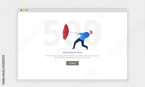Modern flat design concept of man with an open umbrella struggling with the wind for website and mobile website. empty states page template