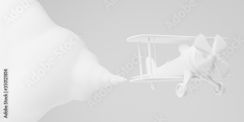 Vintage airplane flying.3D render.