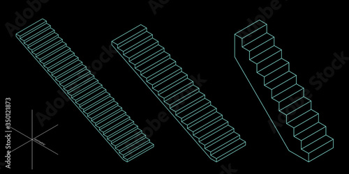 Stairway set. 3d Vector out...