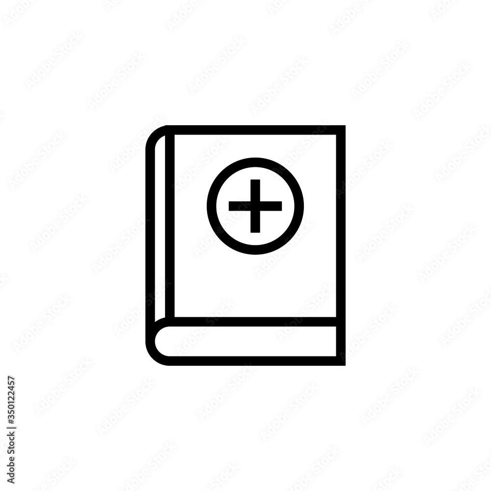 Medical book icon vector in linear, outline style design isolated on white background, icon illustration, eps 10 Medical book icon vector in linear, outline style design isolated on white background, icon illustration, eps 10