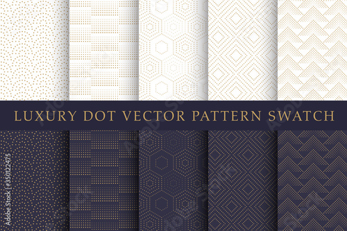Golden luxury dot vector pattern swatch set