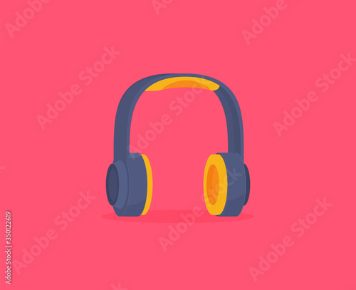 Flat illustration of headphones vector for web design