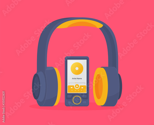 Flat illustration of headphones vector for web design