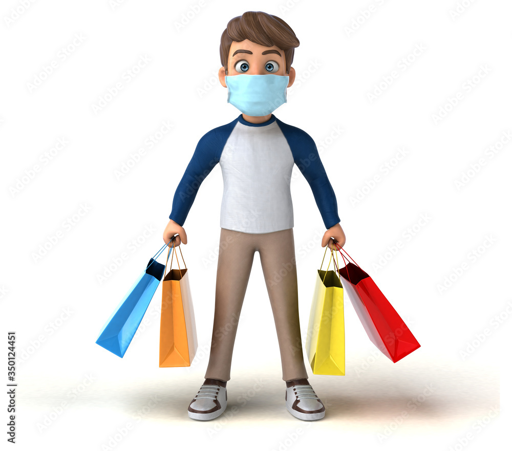 Fun cartoon kid character with a mask Fun cartoon kid character with a mask
