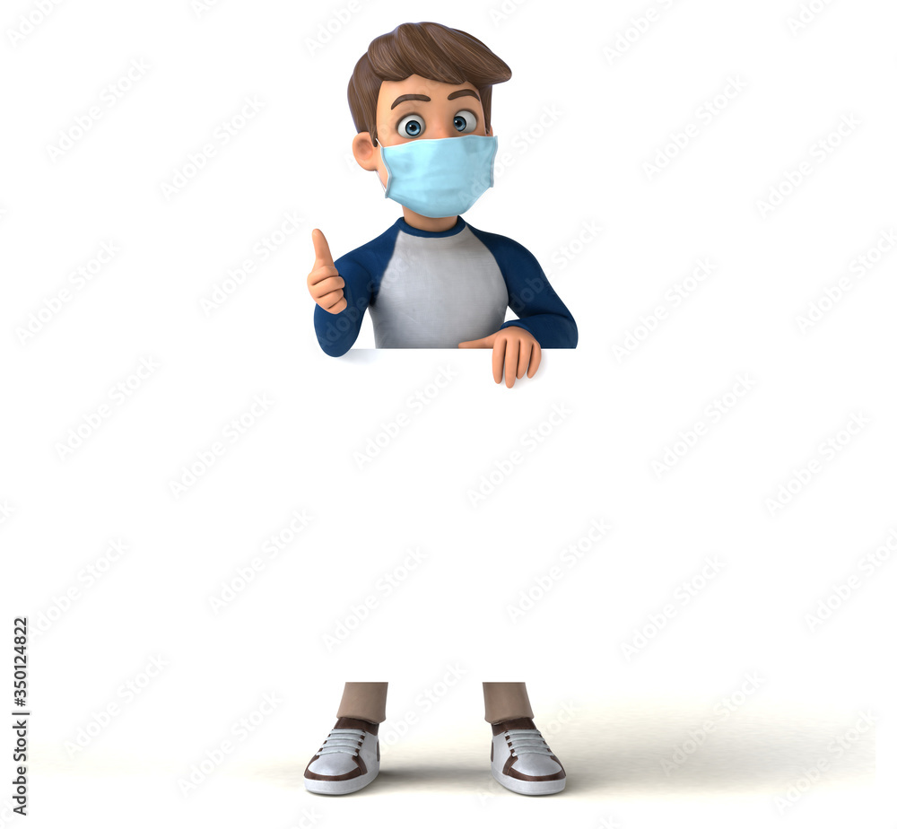 Fun cartoon kid character with a mask Fun cartoon kid character with a mask