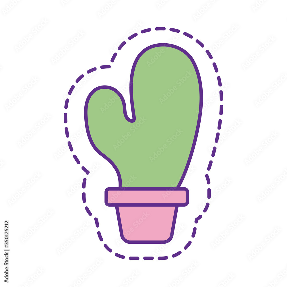 Cute cactus patch line and fill style icon vector design