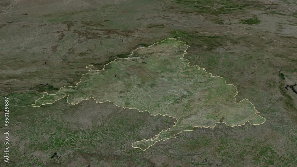 Comunidad de Madrid, autonomous community with its capital, zoomed and extruded on the satellite map of Spain in the conformal Stereographic projection. Animation 3D Comunidad de Madrid, autonomous community with its capital, zoomed and extruded on the satellite map of Spain in the conformal Stereographic projection. Animation 3D