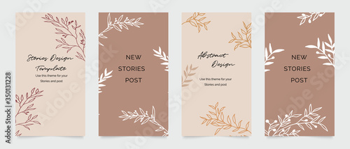 Instagram post template. Design backgrounds for social media stories, Photo frame template and sale  banner. Memphis design cover. Abstract shape with  earth tone color. Vector  illustration