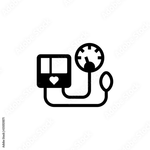 Sphygmomanometer vector icon in black flat design icon, isolated on white background