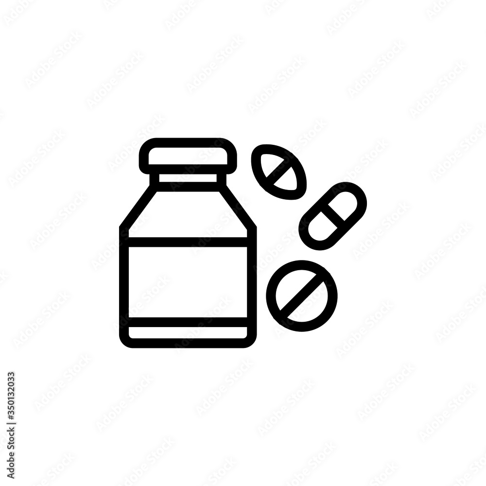 Medicine icon in linear, outline style, isolated on white background Medicine icon in linear, outline style, isolated on white background