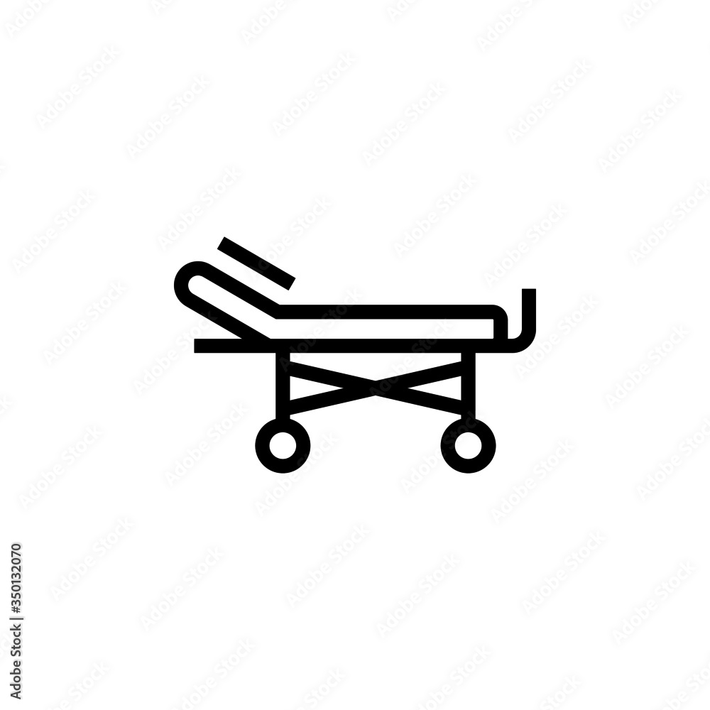 Hospital bed icon vector in linear, outline style, isolated on white background Hospital bed icon vector in linear, outline style, isolated on white background
