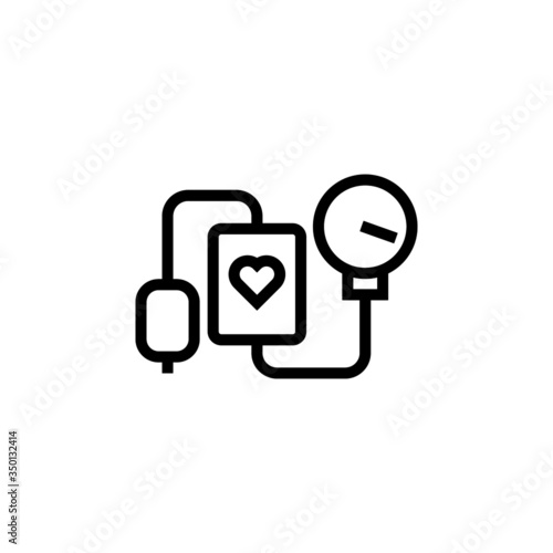 Blood pressure gauge icon vector  in linear, outline style, isolated on white background