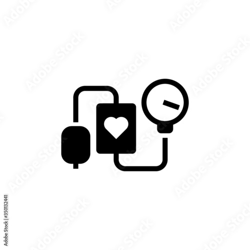 Blood pressure gauge icon vector  in black flat design icon, isolated on white background