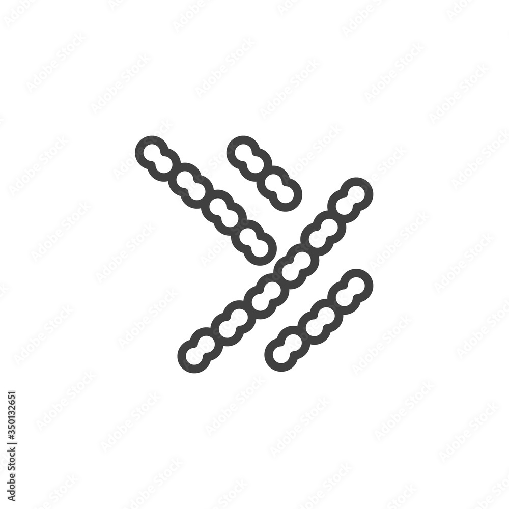 Fototapeta premium Enterococcal Infection line icon. linear style sign for mobile concept and web design. Enterococcus bacteria cells outline vector icon. Symbol, logo illustration. Vector graphics