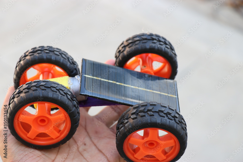 Naklejka premium Solar powered race car which is completely powered by solar cell