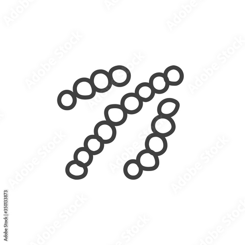 Streptococcus bacteria line icon. linear style sign for mobile concept and web design. Streptococcal Infection outline vector icon. Symbol, logo illustration. Vector graphics