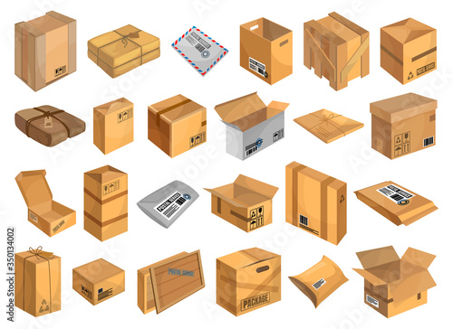 Postal parcel vector cartoon set icon. Vector illustration package on white background. Isolated cartoon set icon postal parcel.