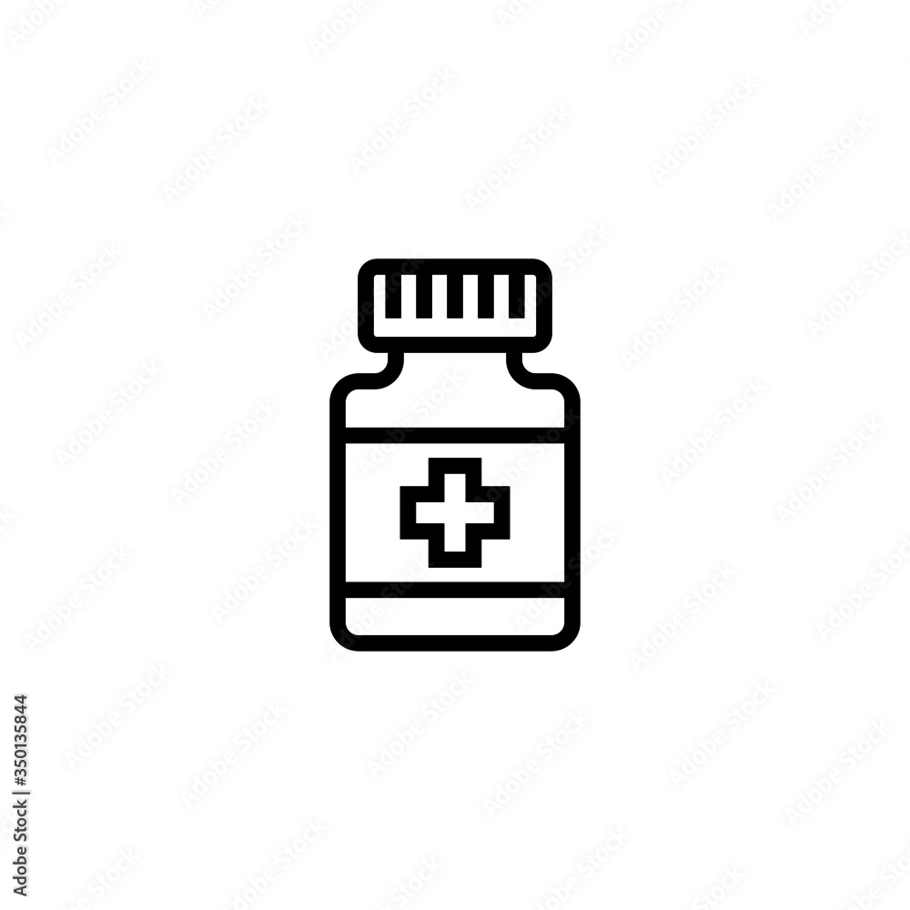 Antibiotic vector icon in linear, outline style isolated on white background Antibiotic vector icon in linear, outline style isolated on white background