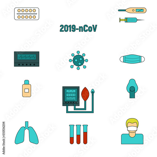 COVID-19 protection icons set.