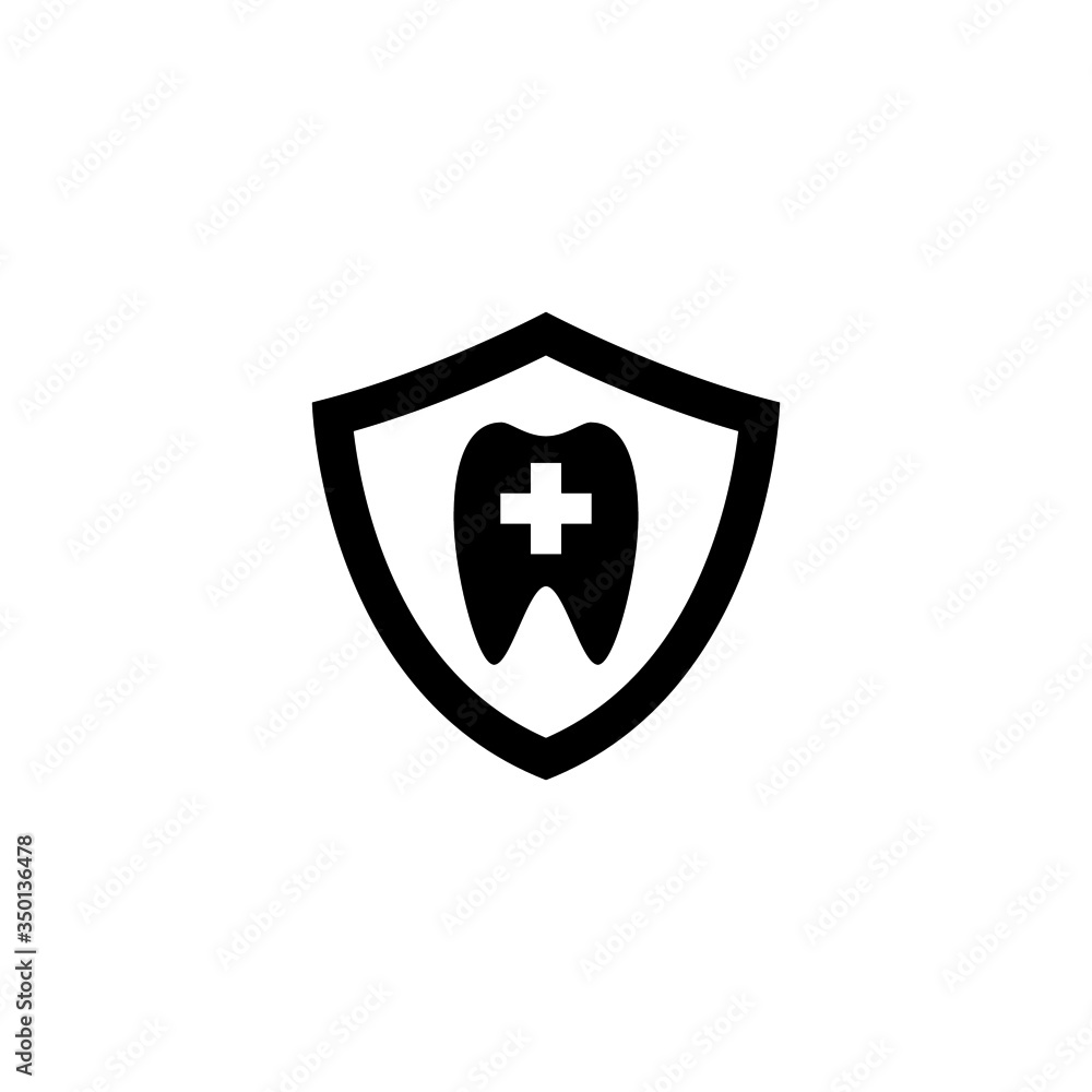 Obraz premium Dental insurance vector icon in black flat shape design isolated on white background