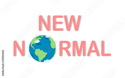 New normal concept word and global. text banner. vector Illustration.