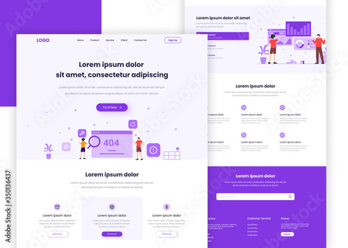 Minimalist Landing page And web design Template with Illustration