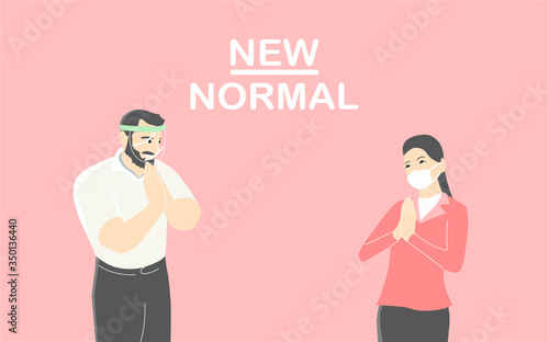New normal concept. People  change lifestyle after the Coronavirus or Covid-19 pandemic. People change to new normal. vector Illustration.