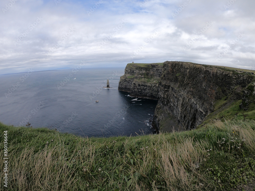 Burren Way and Cliffs of Moher along Irish Coast