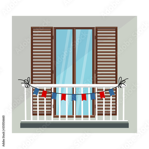 Balcony vector icon.Cartoon vector icon isolated on white background balcony.