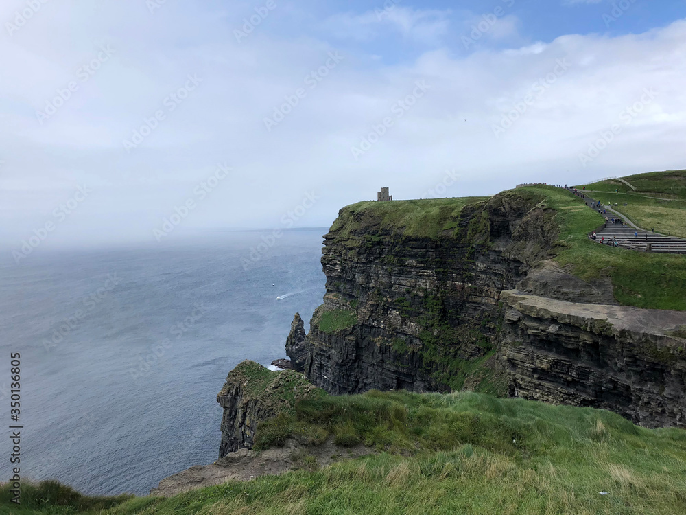 Burren Way and Cliffs of Moher along Irish Coast