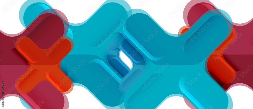 Glossy multicolored plastic style cross composition, x shape design, techno geometric modern abstract background. Trendy abstract layout template Glossy multicolored plastic style cross composition, x shape design, techno geometric modern abstract background. Trendy abstract layout template