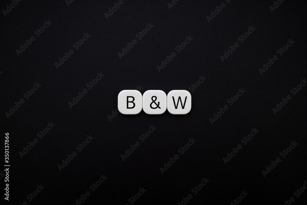 Alphabet Black and white word block with black background. Alphabet Black and white word block with black background.