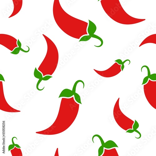 Red hot Chili pepper or cayenne, or jalapeno pattern. vegetable ornament on white background.
