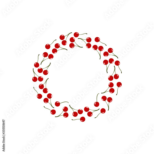 Cherry summer wreath. Red garland good for greeting cards.