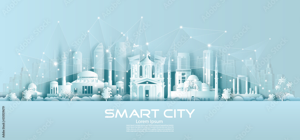 Technology wireless network communication smart city with architecture in Jordan.