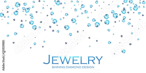 Falling diamonds. Gems. Shining jewelry background. Treasure design.